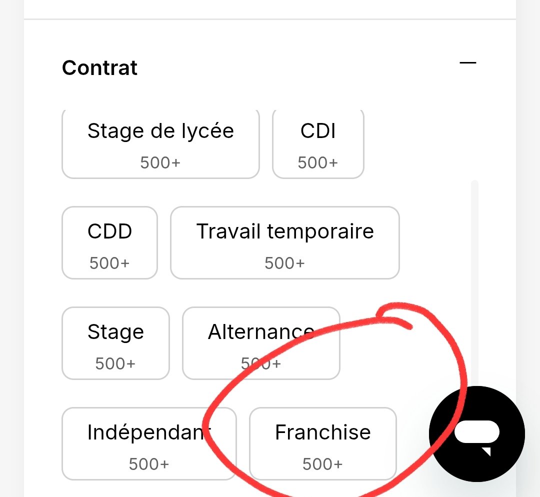 Sur une CVthèque, le candidat coche lui-même « Franchise »